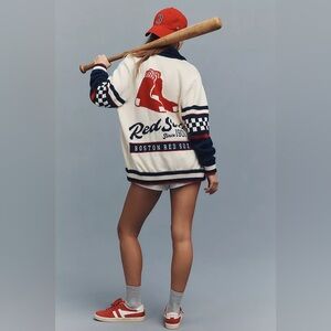 Anthropologie The Wild Collective MLB Boston Red Sox Cardigan Sweater Size S NEW